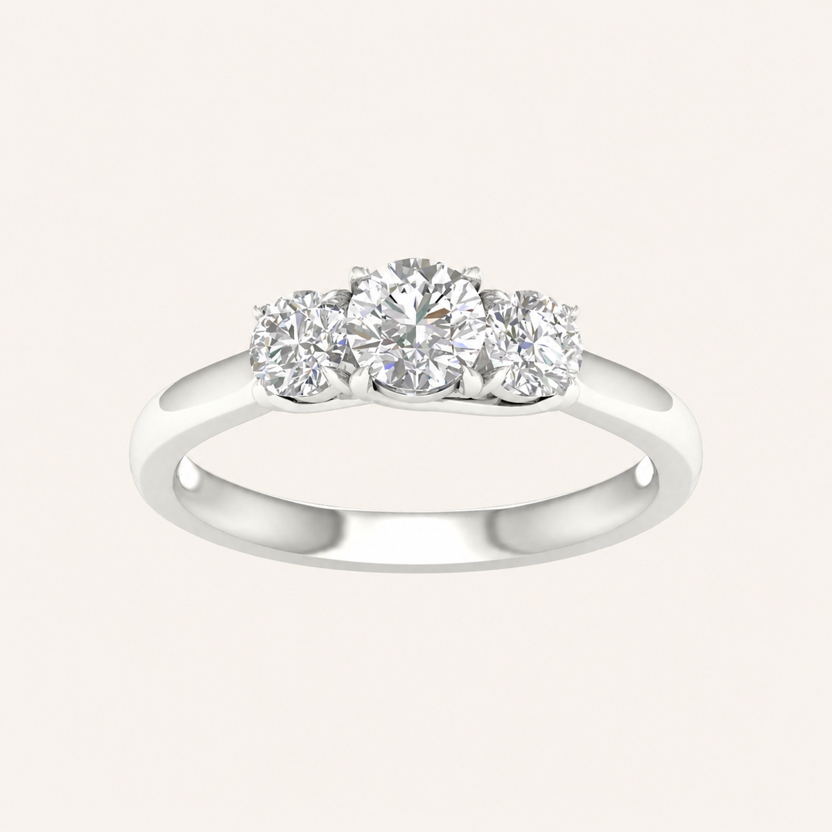 1CT Round Cut Lab Grown Diamond Three Stone Ring