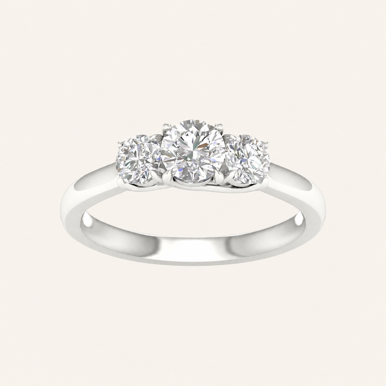 1CT Round Cut Lab Grown Diamond Three Stone Ring