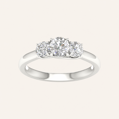 1CT Round Cut Lab Grown Diamond Three Stone Ring
