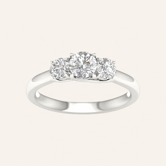 1CT Round Cut Lab Grown Diamond Three Stone Ring