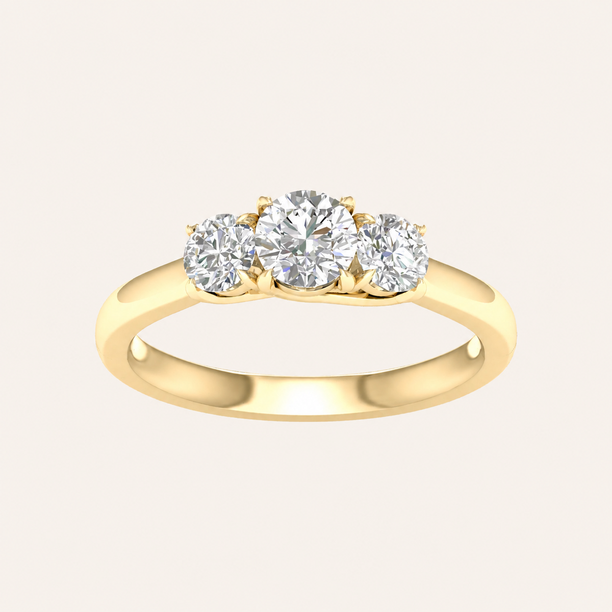 1CT Round Cut Lab Grown Diamond Three Stone Ring
