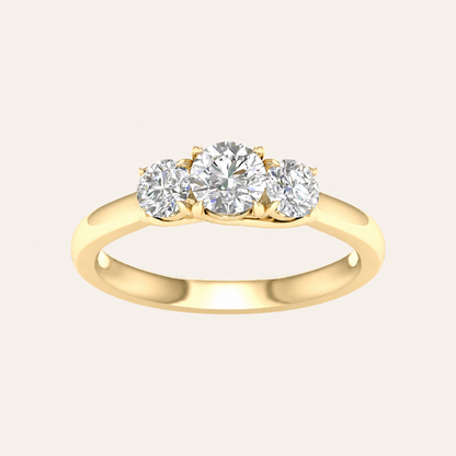 1CT Round Cut Lab Grown Diamond Three Stone Ring