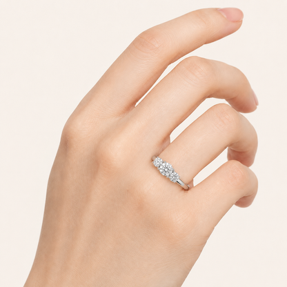 1CT Round Cut Lab Grown Diamond Three Stone Ring