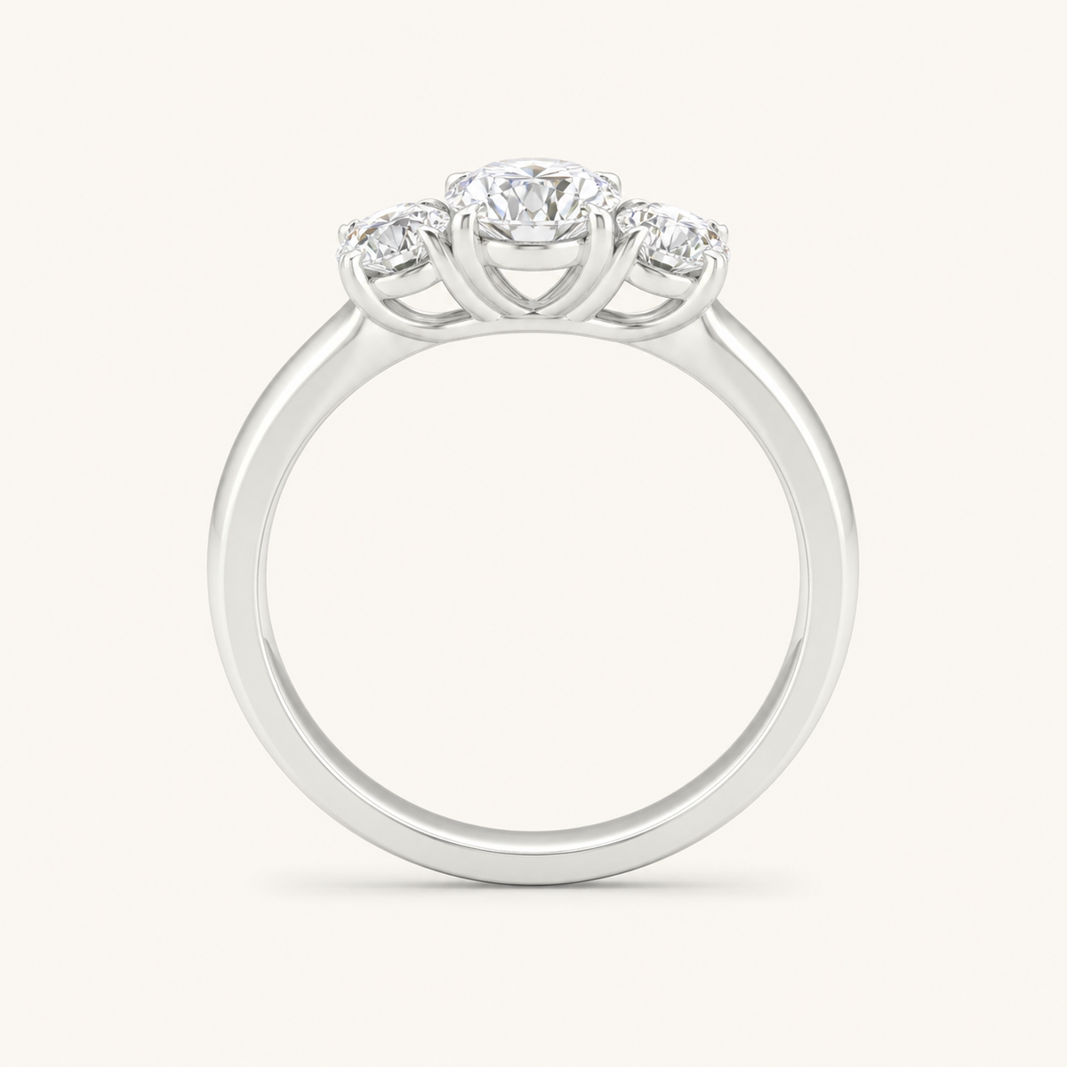 1CT Round Cut Lab Grown Diamond Three Stone Ring