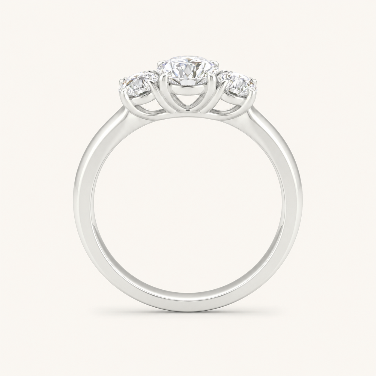 1CT Round Cut Lab Grown Diamond Three Stone Ring