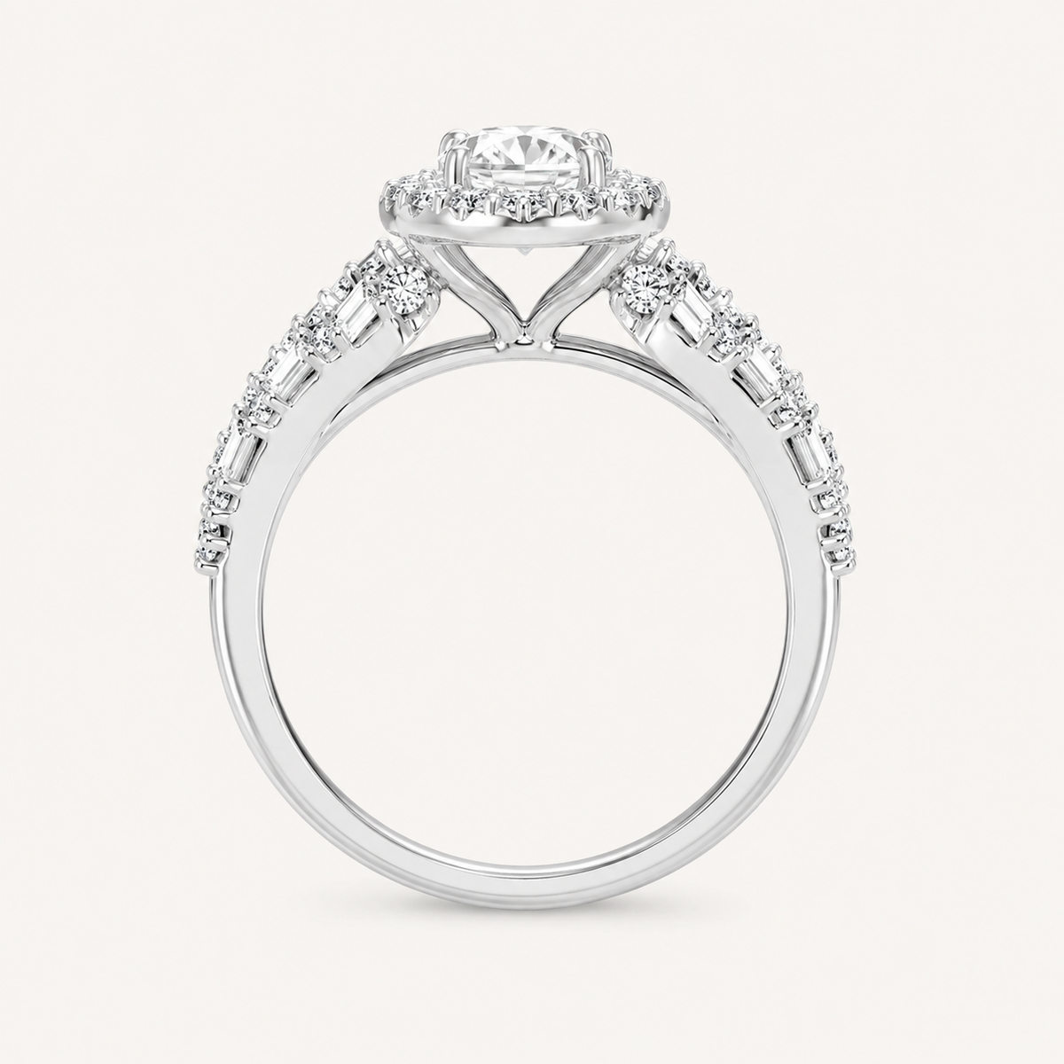 3CT Oval Certified Lab Grown Diamond Trio Halo Set