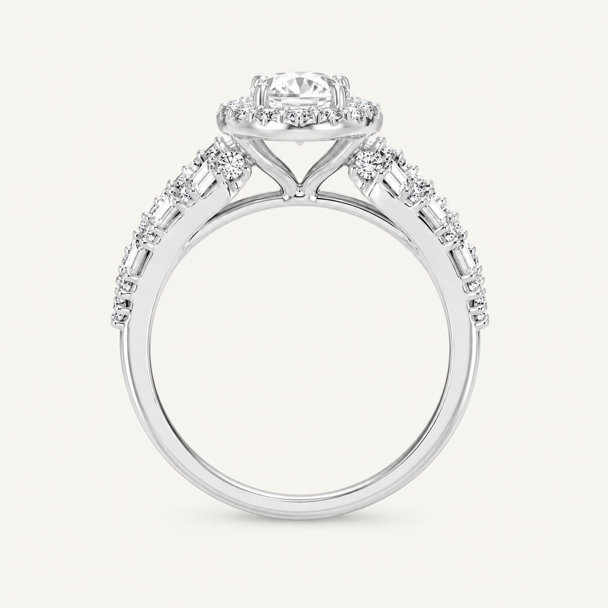 3CT Oval Certified Lab Grown Diamond Trio Halo Set