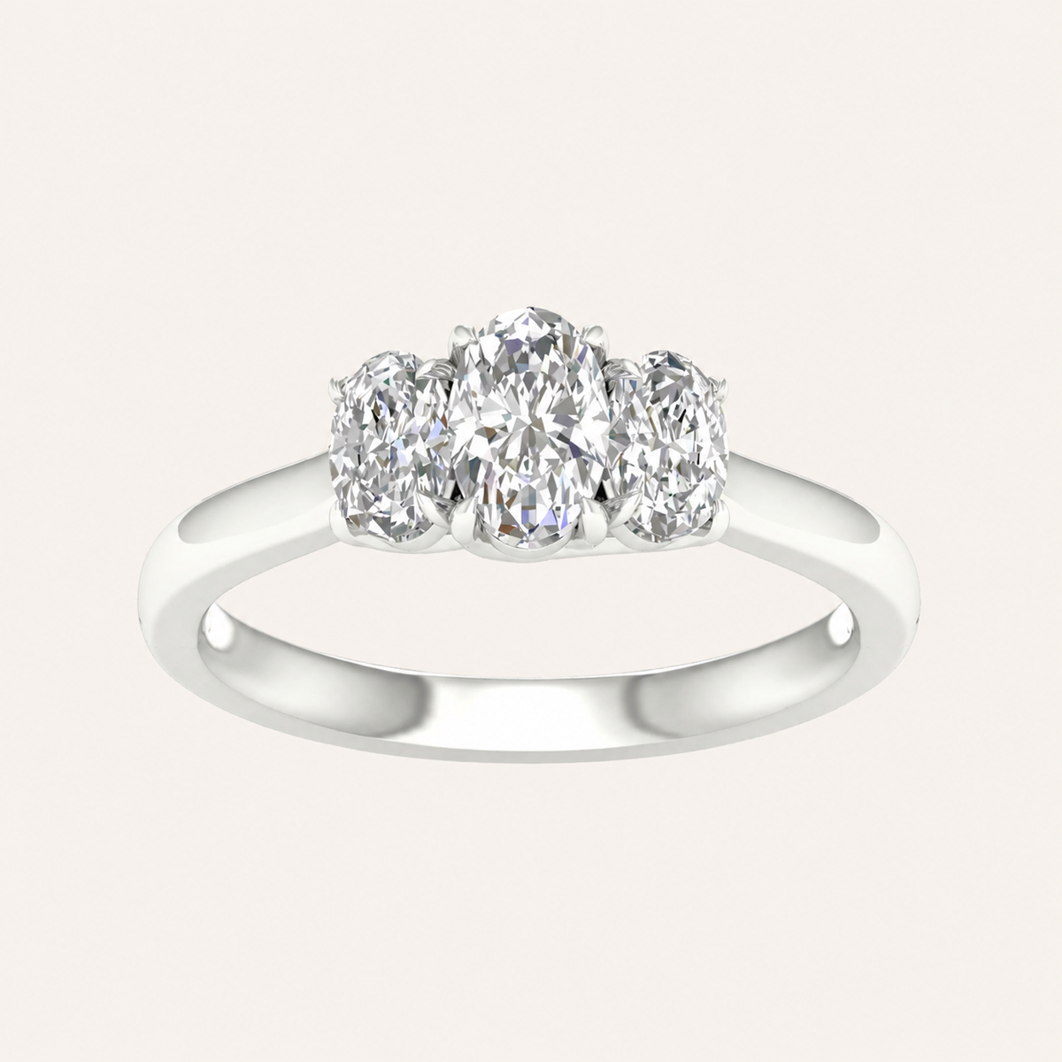 1CT Oval Cut Lab Grown Diamond Three Stone Ring