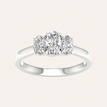 1CT Oval Cut Lab Grown Diamond Three Stone Ring