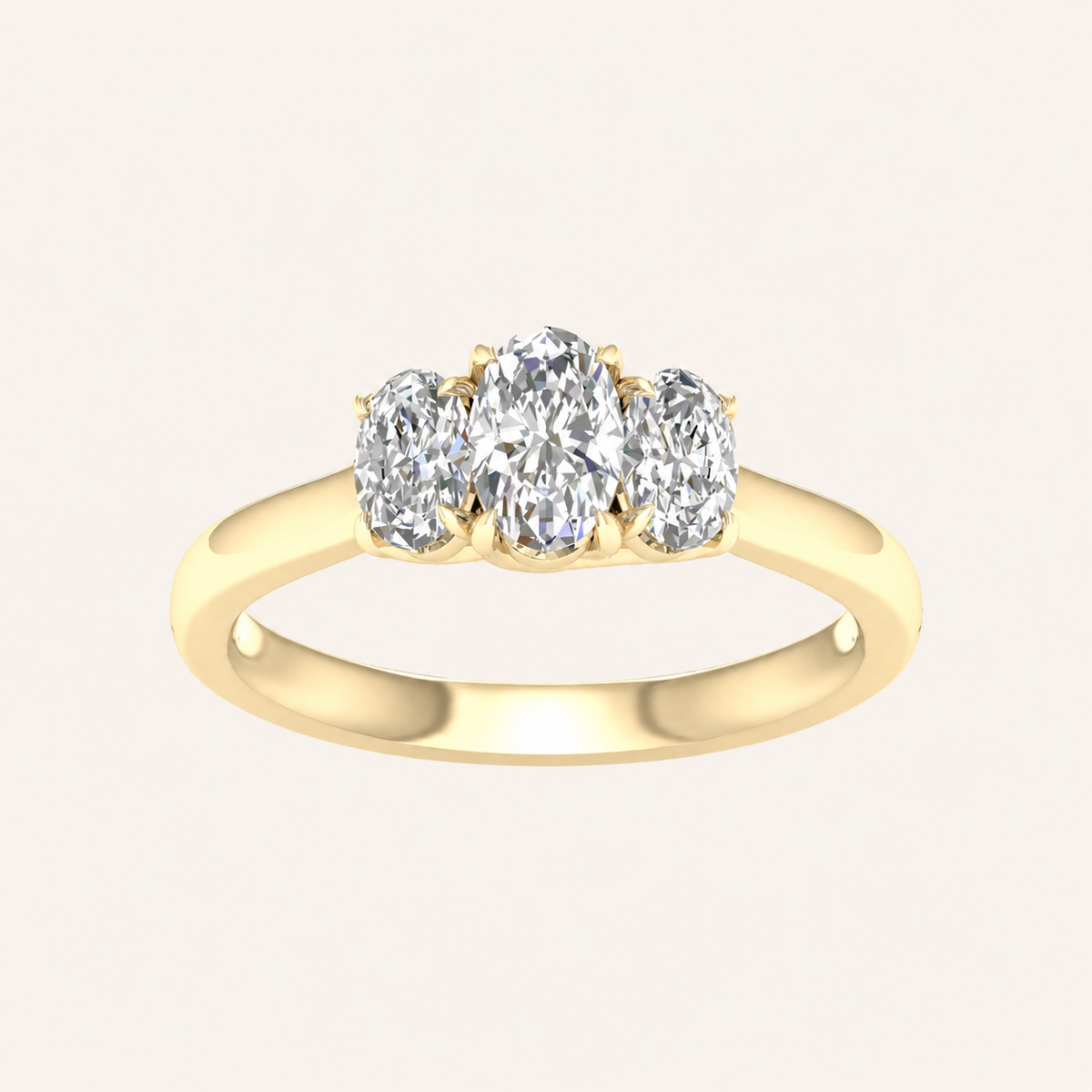 1CT Oval Cut Lab Grown Diamond Three Stone Ring