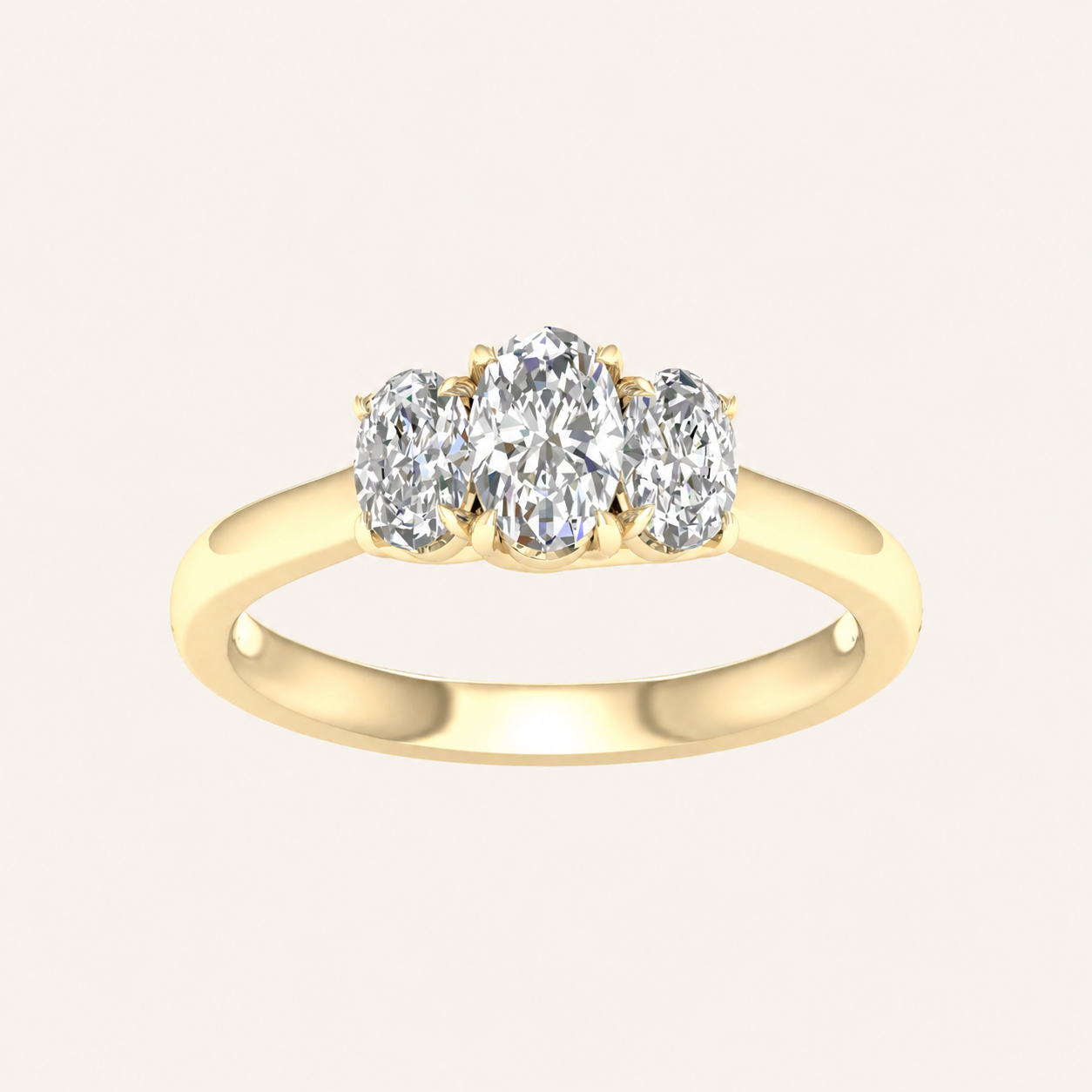 1CT Oval Cut Lab Grown Diamond Three Stone Ring
