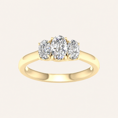 1CT Oval Cut Lab Grown Diamond Three Stone Ring