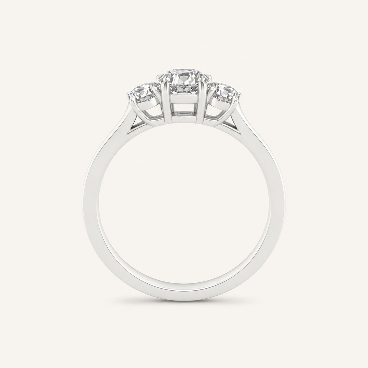 1CT Oval Cut Lab Grown Diamond Three Stone Ring