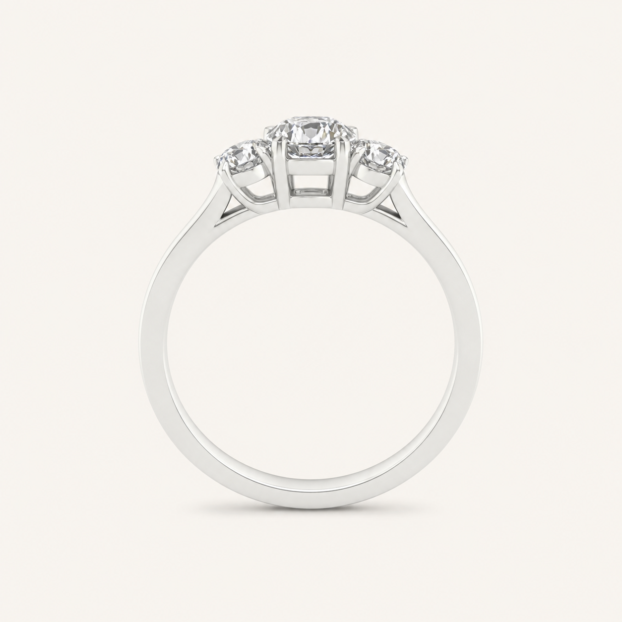 1CT Oval Cut Lab Grown Diamond Three Stone Ring