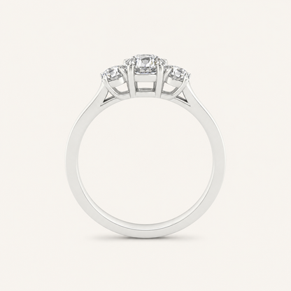 1CT Oval Cut Lab Grown Diamond Three Stone Ring