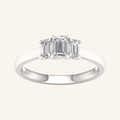 1CT Emerald CutLab Grown Diamond Three Stone Ring