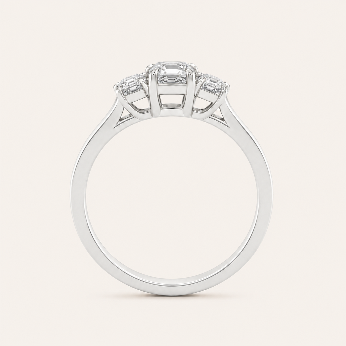 1CT Emerald CutLab Grown Diamond Three Stone Ring