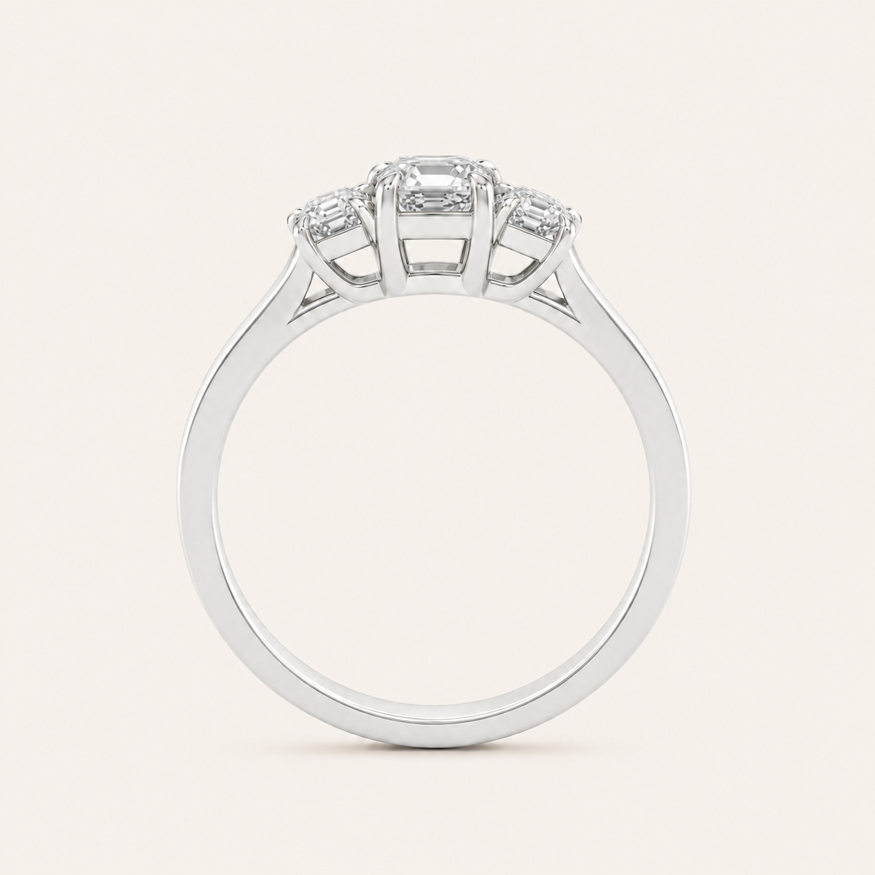 1CT Emerald CutLab Grown Diamond Three Stone Ring