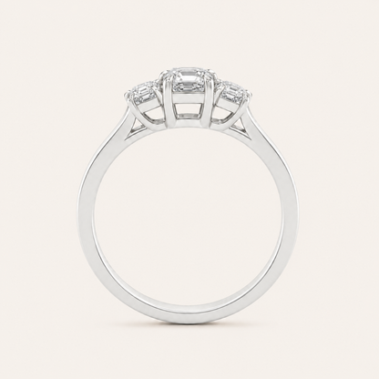 1CT Emerald CutLab Grown Diamond Three Stone Ring