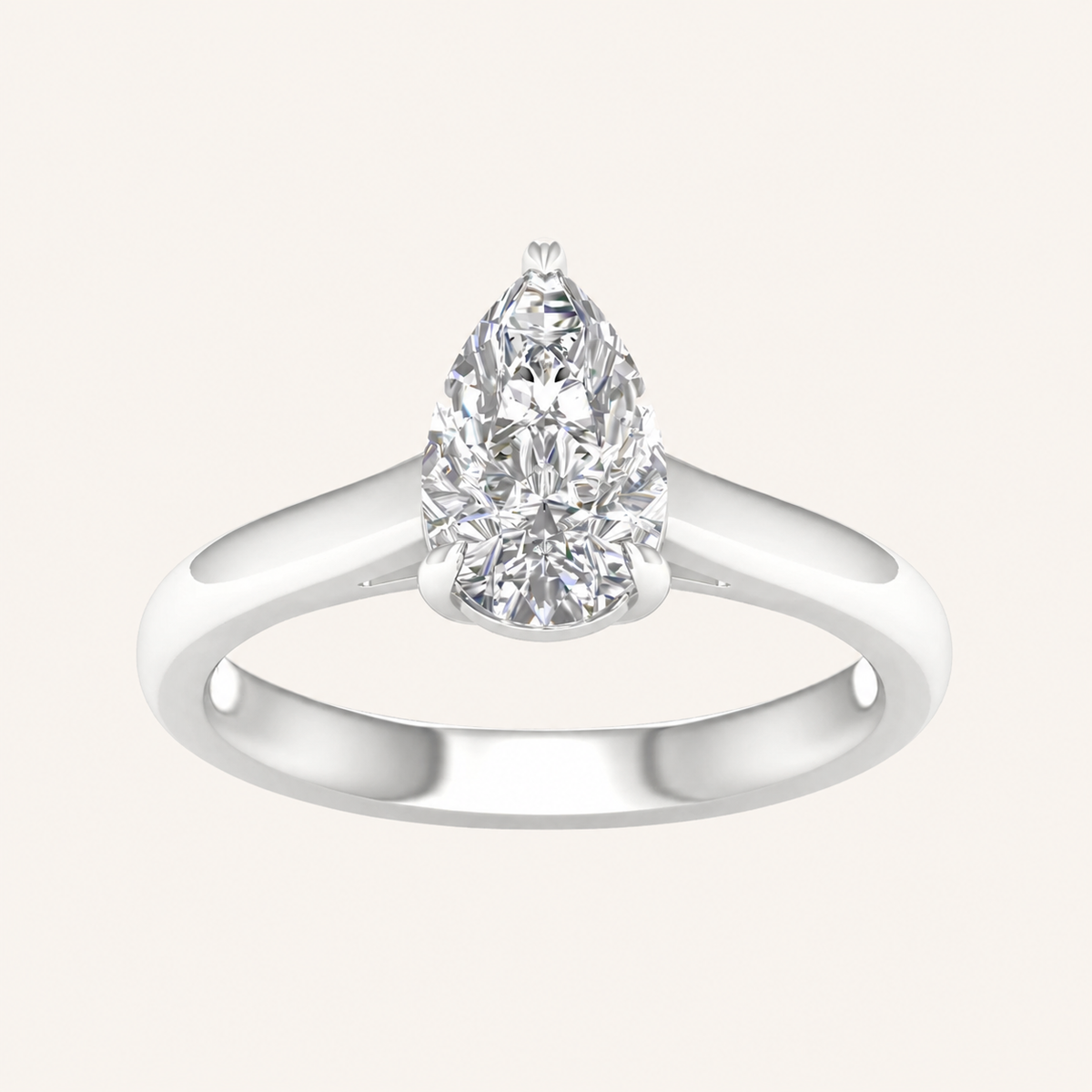 1.5CT Pear Cut Lab Grown Diamond Solitaire Ring