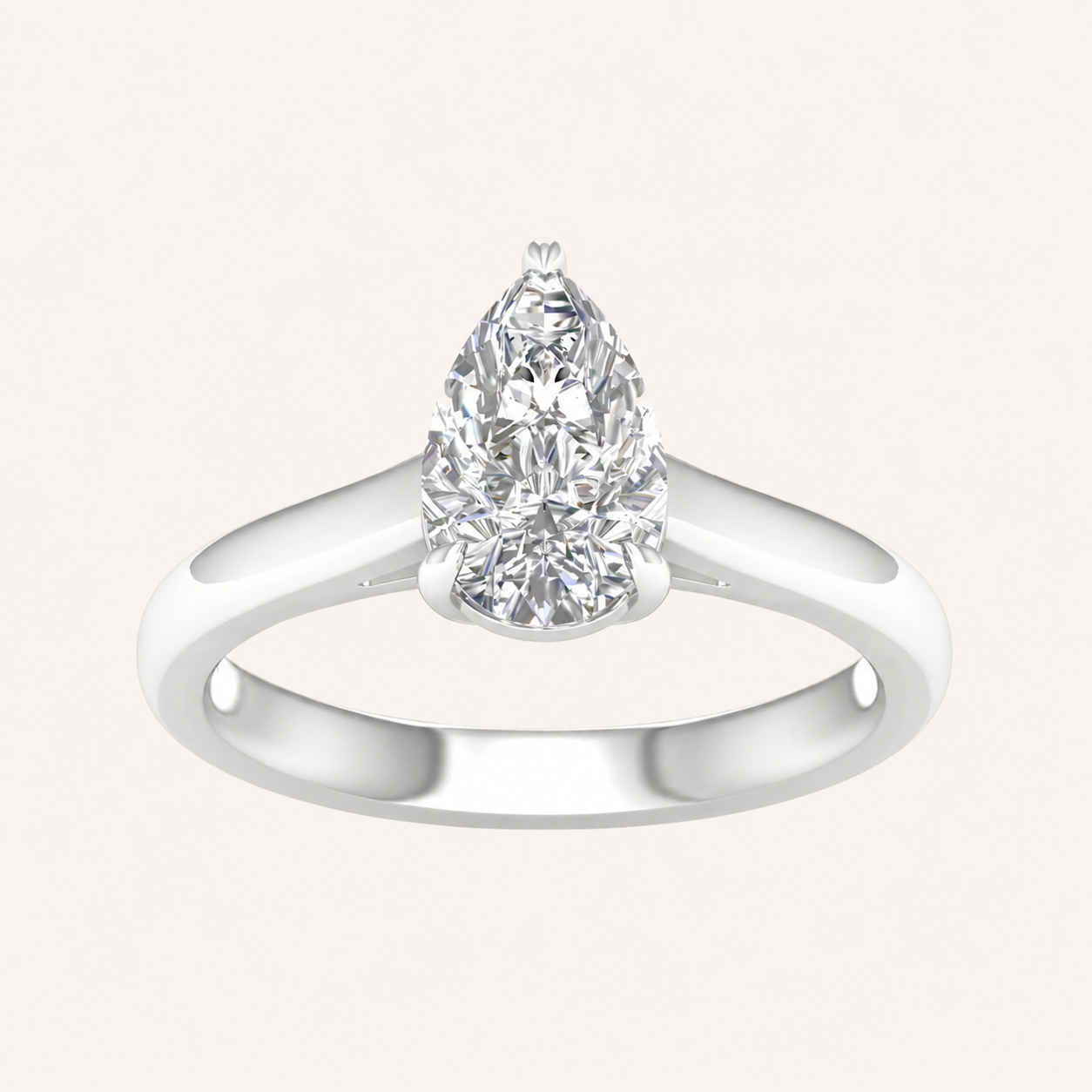 1.5CT Pear Cut Lab Grown Diamond Solitaire Ring