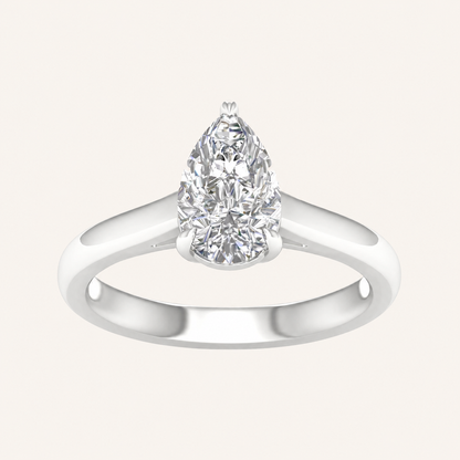 1.5CT Pear Cut Lab Grown Diamond Solitaire Ring
