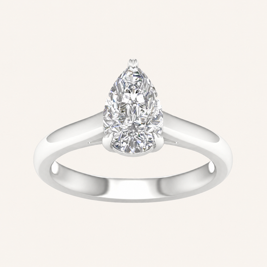 1.5CT Pear Cut Lab Grown Diamond Solitaire Ring