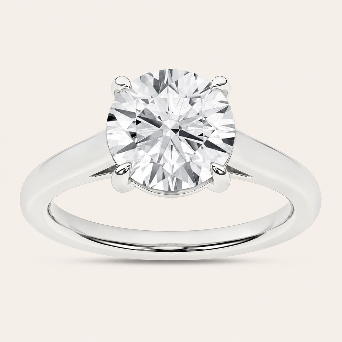 2CT Round Cut Lab Grown Diamond Solitaire Ring