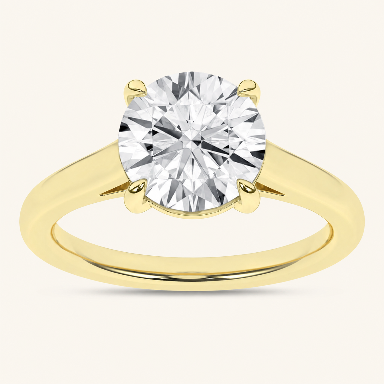 2CT Round Cut Lab Grown Diamond Solitaire Ring