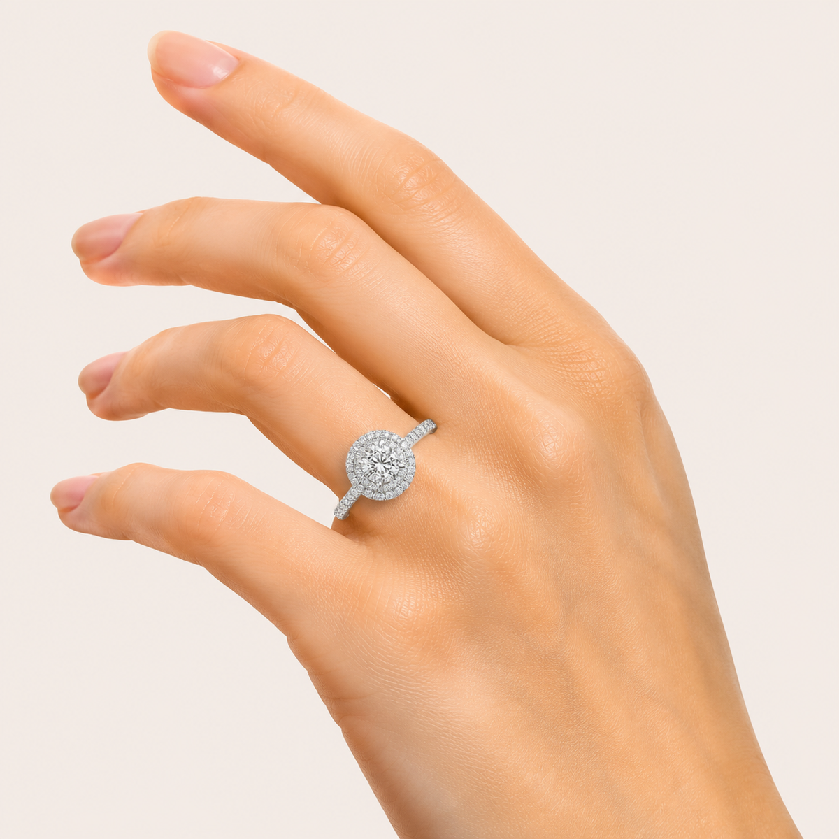 2CT Round CutLab Grown Diamond Double Halo Ring