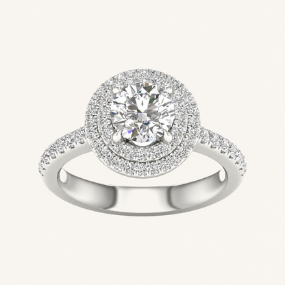 2CT Round CutLab Grown Diamond Double Halo Ring