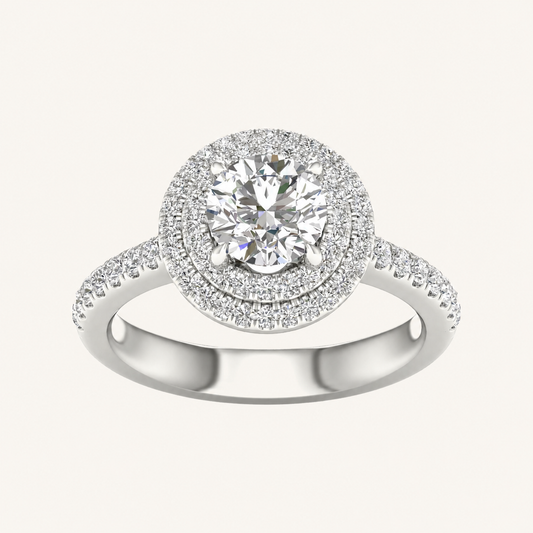 2CT Round CutLab Grown Diamond Double Halo Ring