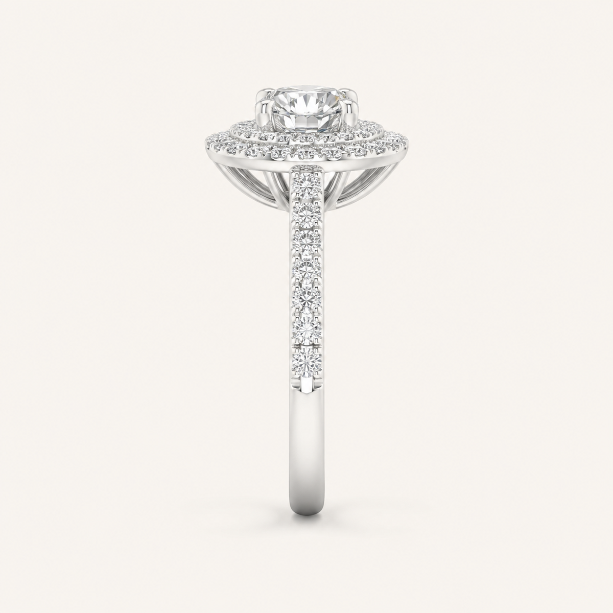 2CT Round CutLab Grown Diamond Double Halo Ring