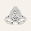 2CT Pear Cut Lab Grown Diamond Double Halo Ring