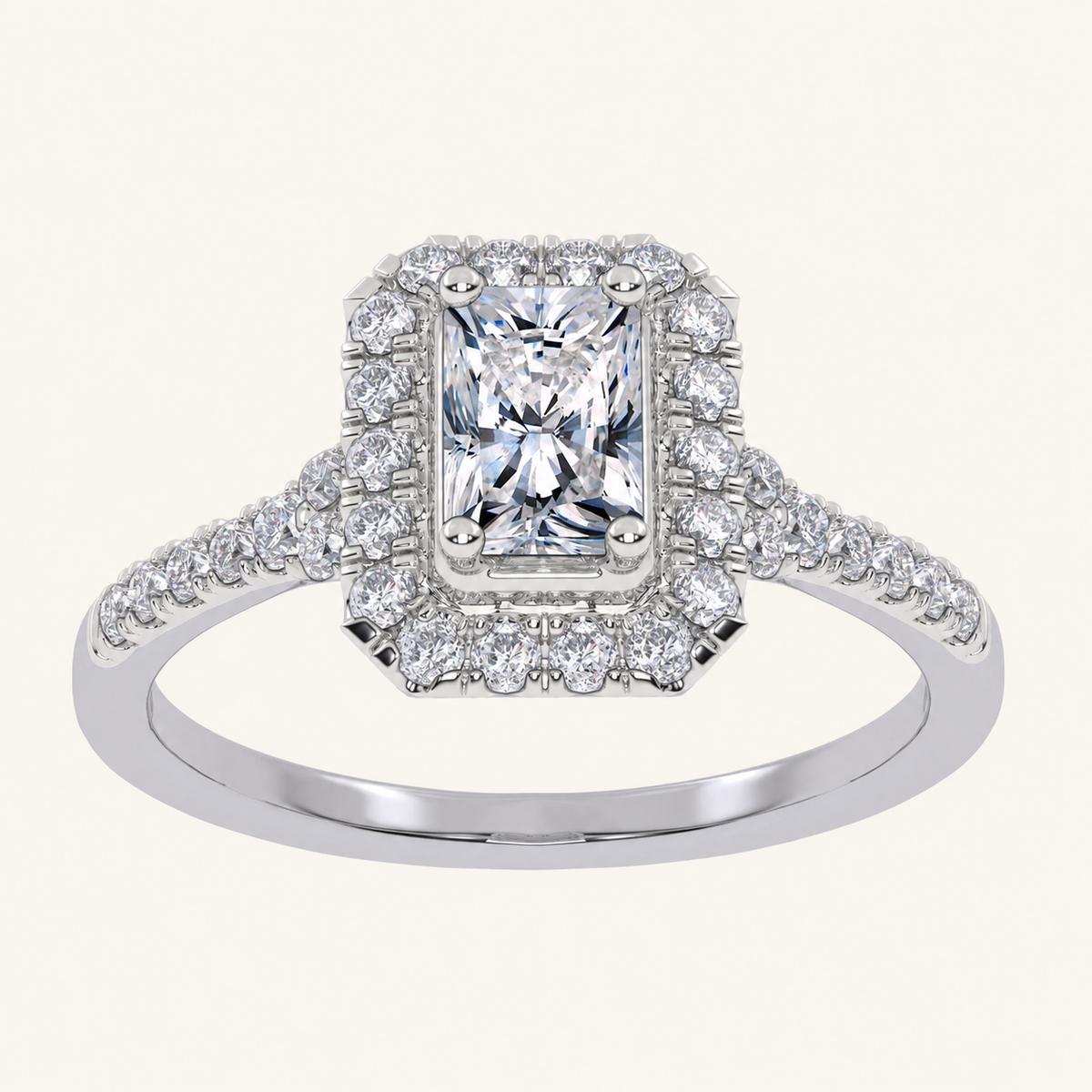 0.49CT Radiant Cut Lab Grown Diamond Promise Halo Ring
