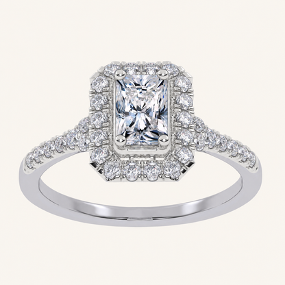 0.49CT Radiant Cut Lab Grown Diamond Promise Halo Ring