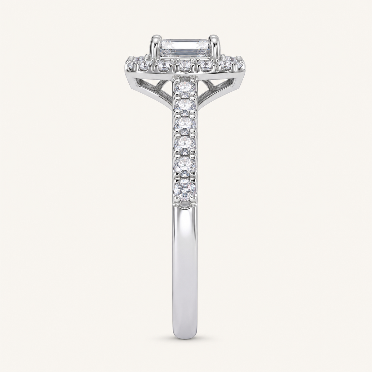 0.49CT Radiant Cut Lab Grown Diamond Promise Halo Ring