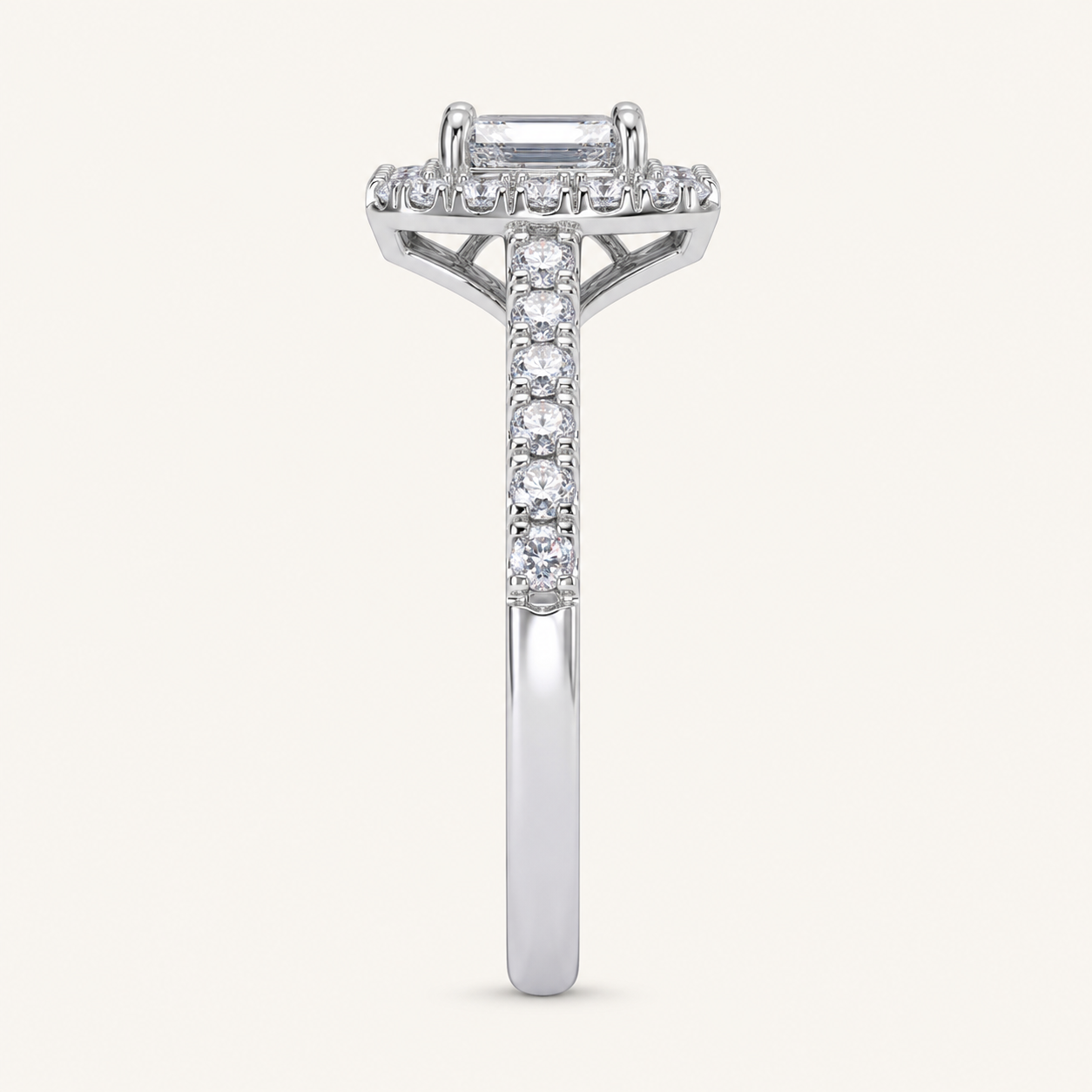 0.49CT Radiant Cut Lab Grown Diamond Promise Halo Ring