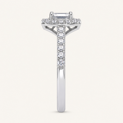 0.49CT Radiant Cut Lab Grown Diamond Promise Halo Ring