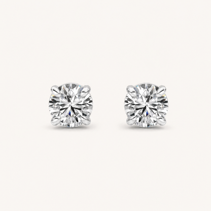 1CT Round Cut Lab Grown Diamond Four-Prong Stud Earrings