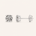 1CT Round Cut Lab Grown Diamond Four-Prong Stud Earrings