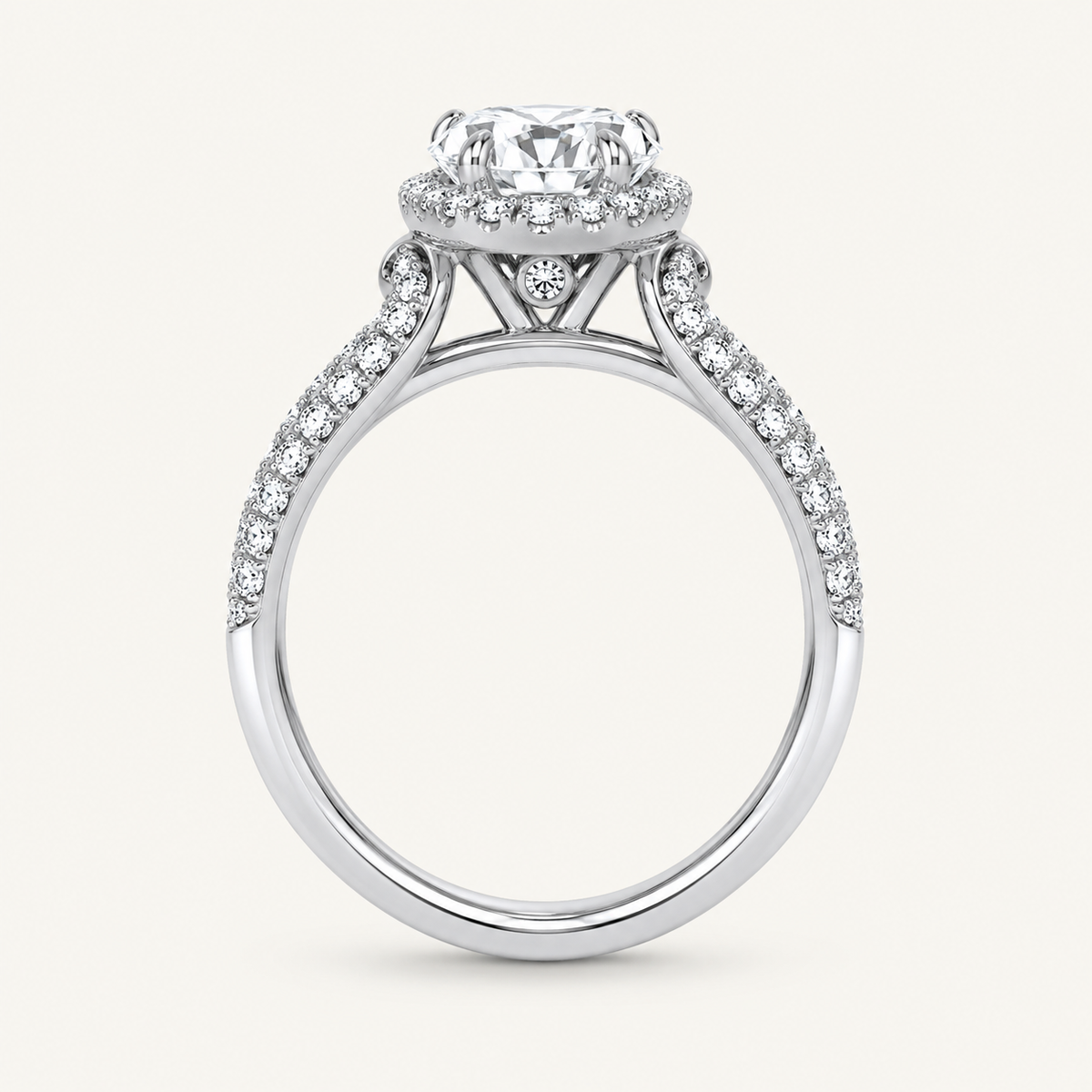 3.17CT Oval Cut Certified Lab Grown Diamond Trio Halo Set