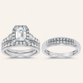 3.17CT Emerald Certified Lab Grown Diamond Trio Halo Set