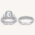 3CT Emerald Diamond Trio Halo Set