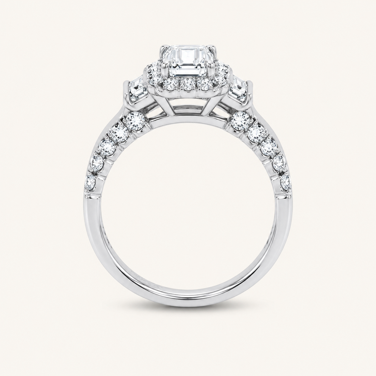 3CT Emerald Diamond Trio Halo Set