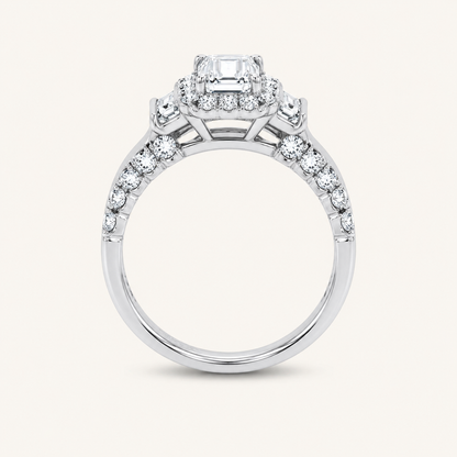 3CT Emerald Diamond Trio Halo Set