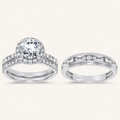 3CT Round Cut Diamond Trio Halo Set