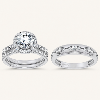 3CT Round Cut Diamond Trio Halo Set