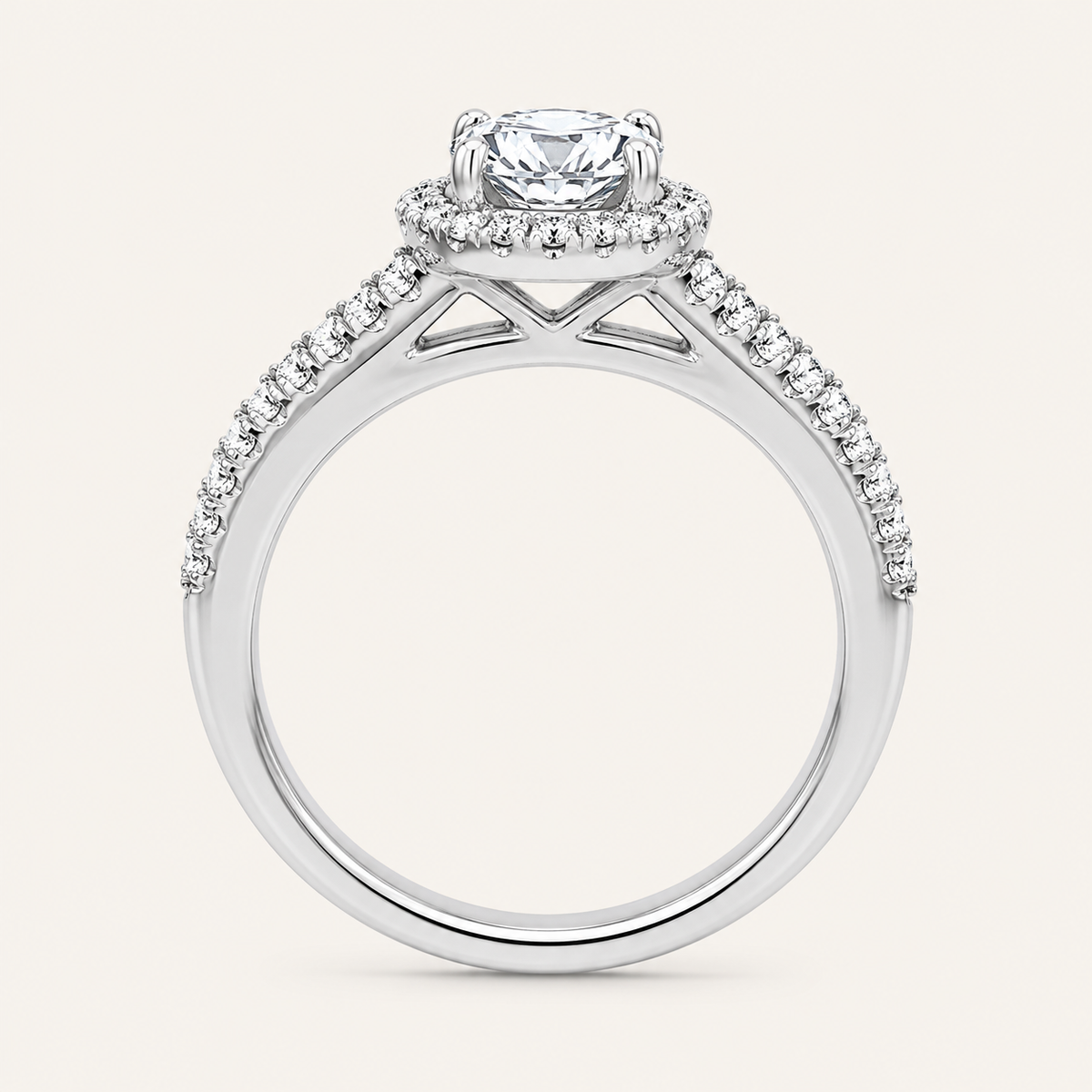 3CT Round Cut Diamond Trio Halo Set