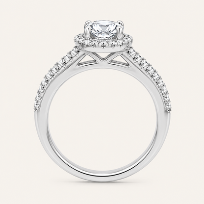 3CT Round Cut Diamond Trio Halo Set